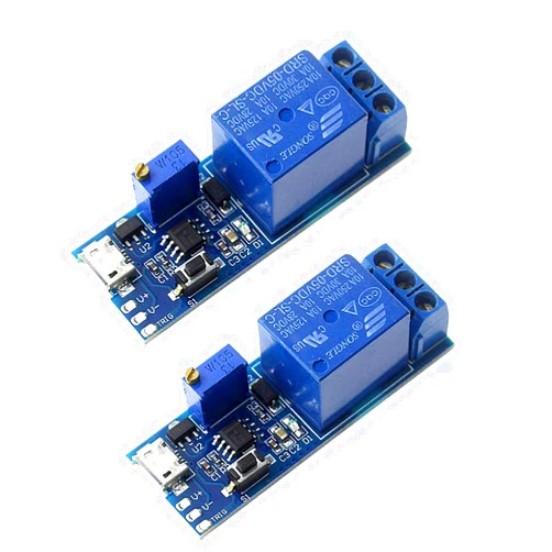 HiLetgo 2pcs DC 5V Trigger Time Delay Switch Relay Module Adjustable Time Delay Control Swtich Trigger Delay Conduction Relay Switch Module Wide Voltage Delay Relay DC 5V-30V Micro USB Power