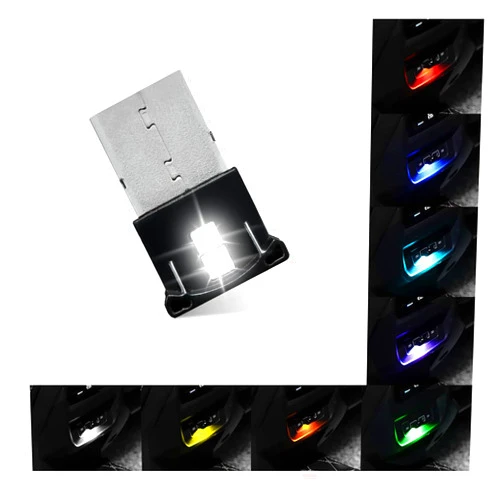 Ohleats Mini USB LED Light, Portable RGB Car Interior Atmosphere Lamp, Adjustable 8 Colors Bright Plug-in USB Interface Ambient Light for Home Office Decoration, Car Accessories