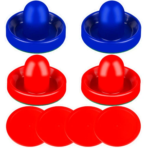 ONE250 Air Hockey Pushers and Red Air Hockey Pucks, Goal Handles Paddles Replacement Accessories for Game Tables (4 Striker, 4 Puck Pack)