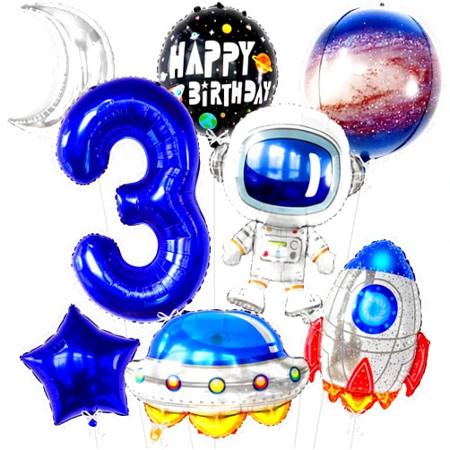 KatchOn, Space Balloons for 3rd Birthday Decorations for Boys - Large 40 Inch | Happy Birthday decorations | Galaxy Balloons for Space Themed Party Decor | Rocket balloons, Astronaut Party Decorations