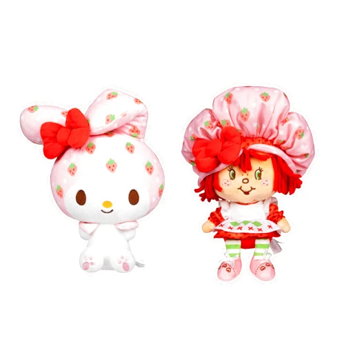 Hello Kitty and Friends - 8-Inch Strawberry Shortcake x My Melody Plush 2-Pack - Officially Licensed Sanrio Product from Jazwares - Ages 6+