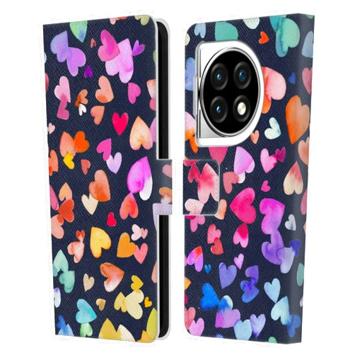 Head Case Designs Officially Licensed Ninola Valentines Hearts Black Colorful Leather Book Wallet Case Cover Compatible with OnePlus Ace 3 5G
