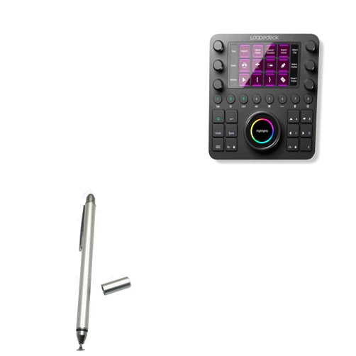 BoxWave Stylus Pen Compatible with Loupedeck CT - DualTip Capacitive Stylus, Fiber Tip Disc Tip Capacitive Stylus Pen - Metallic Silver