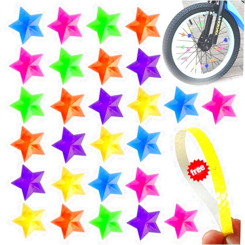 HANSPORTA Bike Wheel Spokes Decoration, Colorful Bicycle Wheel Spoke Beads for Boys Girls Kids Adult 36 Pieces Clip-on Plastic Clip Universal Bike Spokes Accessories Wheel Decorations