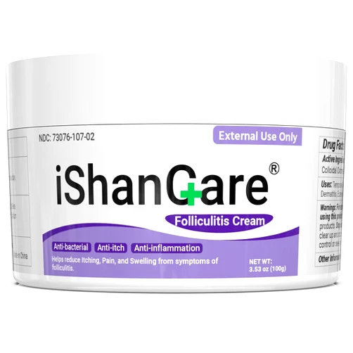 Ishancare Folliculitis Treatment, Highly Effective Folliculitis Cream, Natural folliculitis for Itching, Redness, Inflammation, Ache, Burning, 3.53 Oz