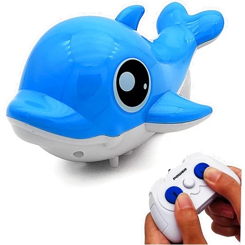 Tipmant Cute RC Dolphin Animal Toys Remote Control Boat Vehicle Car, Drive on Both Water Surface and Ground, 2.4G Frequency Rang 100 ft, Kids Birthday Gifts (Blue)