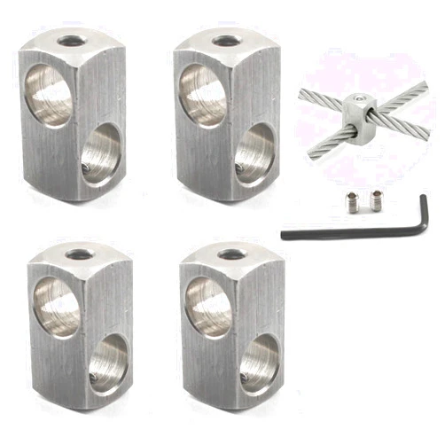 Zerniple M12 mm Cross Cable Clamps Wire Rope Cross Clamp 304 stainless steel Cross Clip (Pack of 4)
