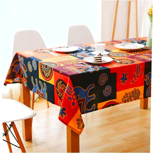 Bringsine Rectangular Cotton Linen Fashion Mayan Culture Printed Washable Tablecloth Vintage Oblong Dinner Picnic Table Cloth Home Decoration（Rectangle/Oblong, 36 x 55 Inch）