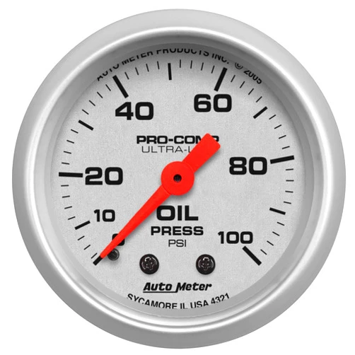 Auto Meter 4321 Ultra-Lite Mechanical Oil Pressure Gauge, Regular, 2.3125 in.