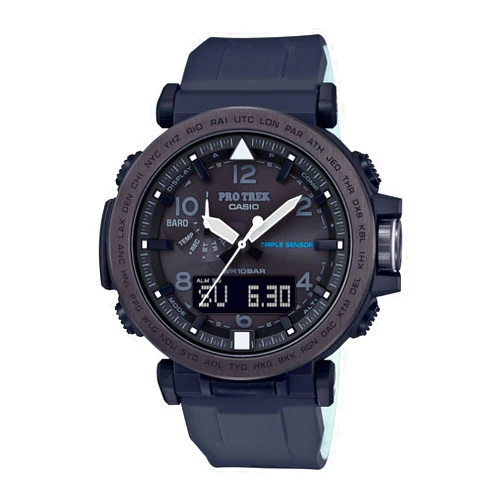 Casio Men's 'PRO TREK' Solar Powered Silicone Watch, Color:Black (Model: PRG-650Y-1CR), Multi