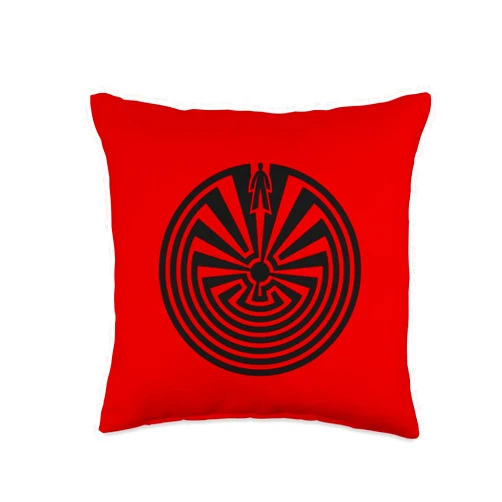 SPIRITUAL SIGNS AND SYMBOLS by yuma Man in The Maze, Journey Through Life, Labyrinth, Mythology Throw Pillow, 16x16, Multicolor