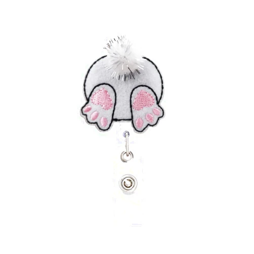 ReelFun Easter Bunny Rabbit Retractable Badge Reel ID Tag, with Alligator Clip,24in Nylon Cord, Nurse Office Employee Name Badge