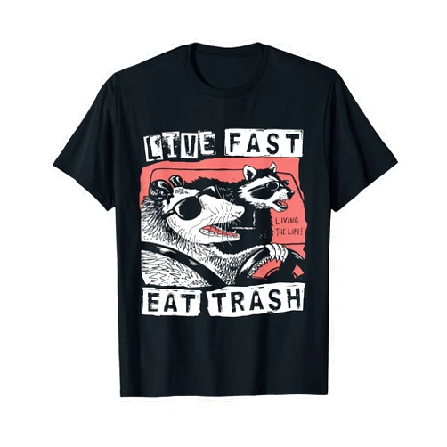 Team Trash Opossum Raccoon Skunk Funny Shirts Funny Possum Raccoon Live Fast Eat Trash Street Cats Squad T-Shirt