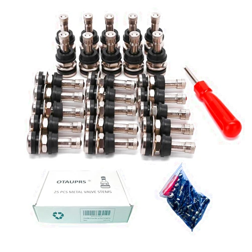 OTAUPRS 25 PCS TR416 Metal Valve Stems, Bolt in Tire Valve Stem, High Pressure Valve Stems Outer Mount Fits 0.453