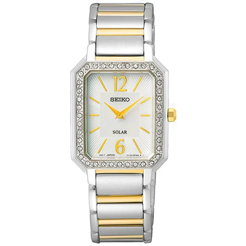 SEIKO SUP466 Watch for Women - Crystals Collection Solar Stainless Stell, Mother of Pearl