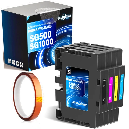 Spaceink New SG500 SG1000 Sublimation Ink Cartridge Compatible for Sawgrass Virtuoso SG500 SG1000 Printers(1 Black, 1 Cyan, 1 Magenta, 1 Yellow, 4-Pack)