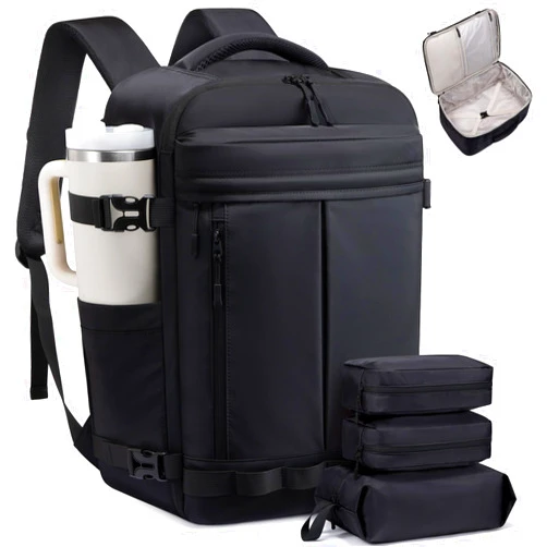 LOVEVOOK 40L Travel Backpack for Women Men, Airline Approved Carry On Luggage with 3 Cubes Accessories, TSA Personal Item Travel Cruise Essentials, Waterproof Weekender Overnight Bags fits 17