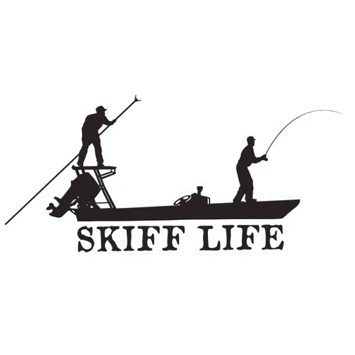 Skiff Life Poling Skiff Boat, Flats Fishing Decals Stickers Black Skiff Life
