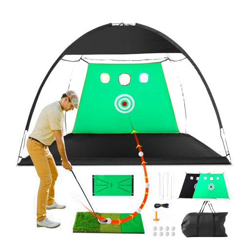 VEVOR Golf Net with Target/Turf Mats/Balls/Tee/Golf Club/Bag, 10x7ft Golf Practice Net, Indoor Outdoor Home Golf Swing Training, Golf Hitting Net with Carry Bag, for Backyard Driving Chipping