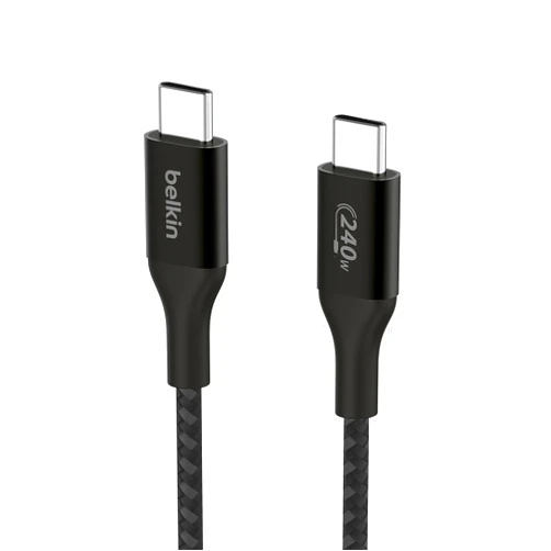 Belkin BoostCharge USB-C to USB-C Power Cable (2M, 6.6ft), Fast Charging Cable with 240W Power Delivery, USB-IF Certified, Compatible with MacBook Pro, Chromebook, Samsung Galaxy, iPad, & More - Black
