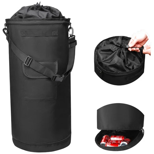 WOMACO Portable Boat Trash Can, 600D Heavy Duty Boat Reusable Trash Bag, Leakproof Garbage Storage Bag with Bottom Zipper Opening for Boat, Kayak, Camping, RV (Zipper Opening, Black)