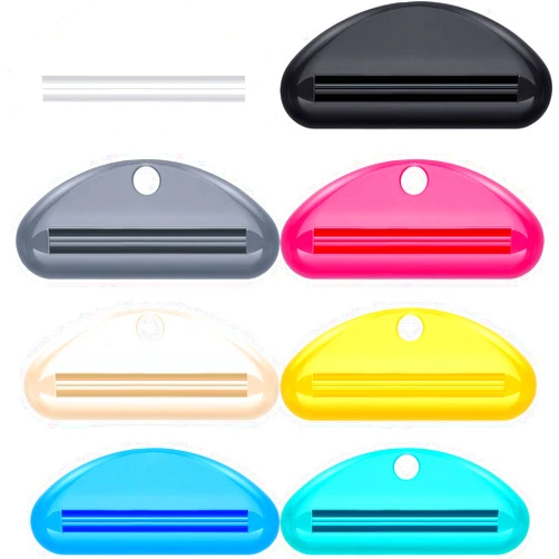 CHENGU 8 Pieces Toothpaste Tube Squeezer Dispenser Toothpaste Rollers Clips for Bathroom (Beige, Gray, Black, Rose Red, Green, Yellow, White, Blue)