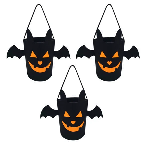 Ukontagood 3 PCS Halloween Trick or Treat Bucket, Bat Halloween Basket, Halloween Candy Bucket, Portable Goody Bucket Halloween Party Gifts for Kids Halloween Decor
