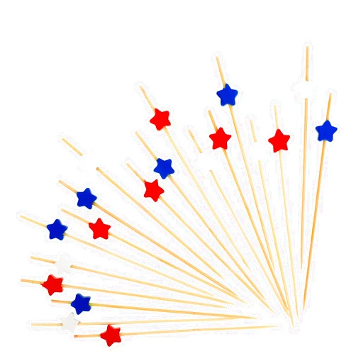 Hariendny 100 Pcs Red White Blue Star Cocktail Picks Fruit Sticks, 4.7 Inch Star Sticks for Appetizers, Charcuterie Food Toothpicks, Halloween Fancy Toothpicks, Star Picks for Decoration Party Supplies