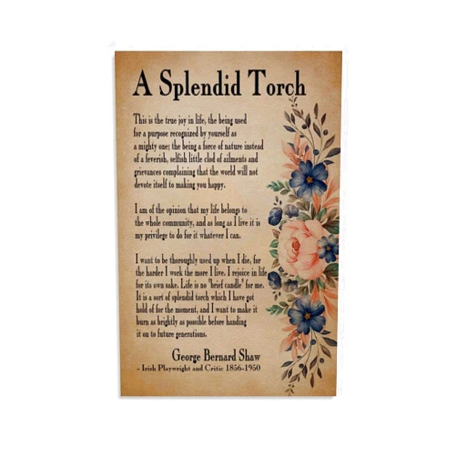 Generic A Splendid Torch Quote by George Bernard Shaw Poster (2) Canvas Painting Posters And Prints Wall Art Pictures for Living Room Bedroom Decor 08x12inch(20x30cm) Unframe-style