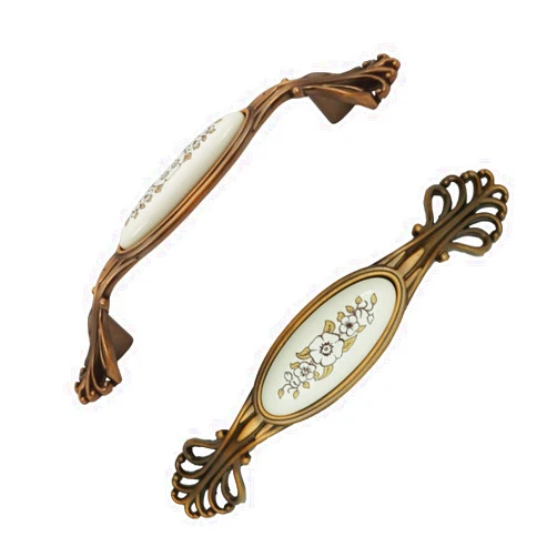 DIY Decor Hub 5-inch Antique Gold with Floral Design Cabinet Handles, Set of 10