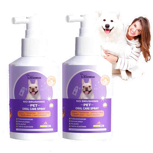 COLORCASA 2 Pcs Pet Oral Care Spray,2023 New Pet Clean Teeth Spray,Pet Clean Teeth Cleaning Spray for Dogs & Cats,Pet Oral Spray Clean Teeth,Petclean No Brushing Pet Oral Care Spray