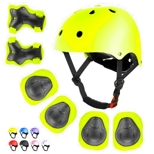 WayEee Kids Bike Helmet Set Skateboard Knee Pads, Helmet Pad Set Protective Gear Set Adjustable for Girls Kids 3-14 Helmet Elbow Pads Wrist Guards for Sport Cycling Bike Roller Skating Scooter