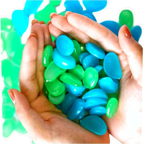 Stymx 170PCS Glow Stones, Glow in Dark Gardon Pebbles Luminous Rocks for Walkways Yard Aquarium Fish Tank Decoration Powered by Light and Solar (Green+Blue)