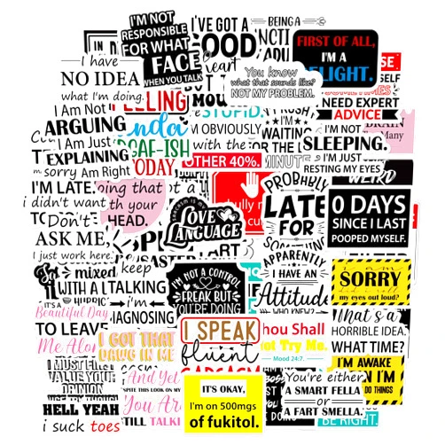 CRASHOT Funny Stickers for Adults, 100 Pcs Funny Quotes Sticker, Humorous Decals for Vision Board Journaling Scrapbook Laptop Cup Water Bottle, Sarcastic DIY Gifts for Men Women