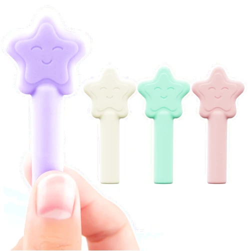 SkyArmor Aligner Chewies for Invisalign, 4-Pack Star Style Silicone Orthodontic Munchies Chompers For Invisalign Braces, Aligners, Retainers (Unflavored, Mint, Taro flavor, Strawberry)