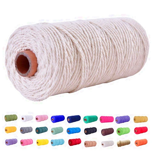 FLIPPED (109 Yards/2mm/35 Colors Optional) Macrame Cord Craft Macramé Cotton Baker Twine Craft Making Knitting Cord Rope DIY Wedding Decor Supply Christmas Wrapping String Rope (Beige & 2mm &109yards)