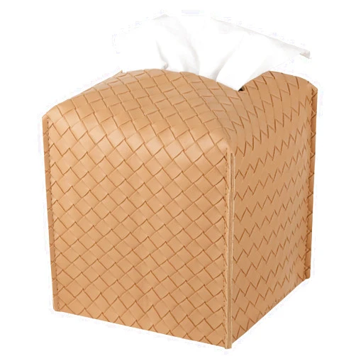 zoocatia Tissue Box Cover PU Leather Tissue Holder Square Facial Tissue Case Facial Paper Organizer Dispenser for Bathroom, Vanity Countertop, Tabletop, Car, Khaki
