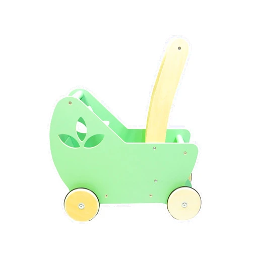 Leonora 2 in1 Danish Wooden Pram Walker - green teal Doll Stroller -Push & Pull Toys - Balance, Strength- Imaginative Play-12 M-1st birthday gift, 18