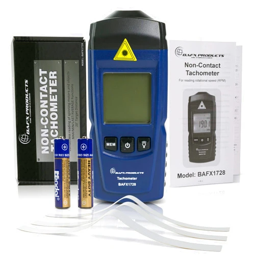 BAFX Products Handheld Infrared Light Non Contact Digital RPM Tachometer Meter to Measure Rotational Speeds