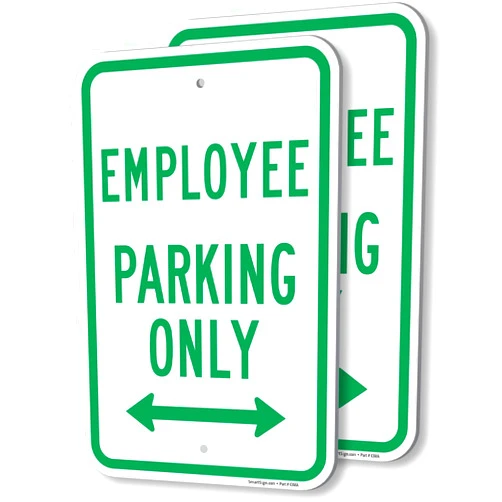 SmartSign (Pack of 2) 18 x 12 inch “Employee Parking Only” Sign with Bidirectional Arrow,120 mil Thick Aluminum Composite (ACM), Engineer Grade Reflective Material, Green and White, Made in USA