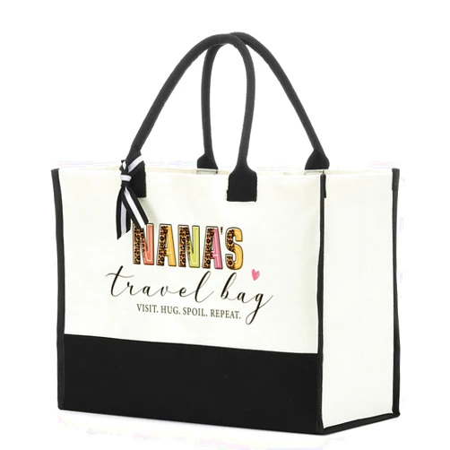 NISTOMISU Grandma Nana Mimi Grammy Aunt Mama Gifts for Women Mom Tote Bag Beach Bag Canvas Travel Shopping Bag Mothers Day