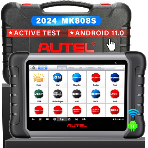 Autel Scanner MaxiCOM MK808S: 2024 Bidirectional Tool as MK808BT Pro MX808S M808Z, Function as MaxiCheck MX900, 28+ Service, Active Test, All System Diagnose, Injector Coding, FCA Autoauth Android 11