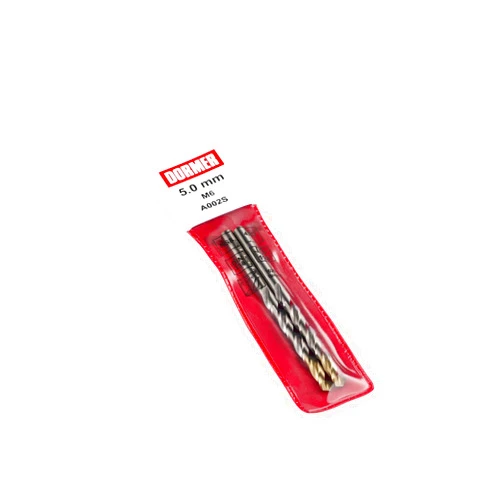 Dormer A002S HSS High Speed Steel Jobber Drill Bit with 118 Degree Tin Tipped Split Point, 2Pcs Pouch Pack