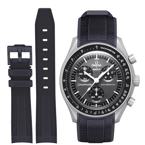 Stanchev Bands for Moonswatch Watch,Curved No Gap Soft Silicone Strap for Omega X Swatch Moonswatch Speedmaster 20mm Watch,Swatch Omega Moonswatch Speedmaster Watch Replacement Strap Men Women