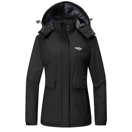 Wantdo Women's Waterproof Ski Jacket Warm Winter Coat Windproof Snow Coats Warm Fleece Raincoat
