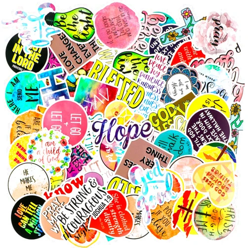 Zonon 200 Pieces Inspirational Stickers Jesus Faith Stickers Waterproof Wisdom Words Decals Christian Stickers Verse Motivational Stickers for Water Bottle Car Skateboard Laptop Luggage