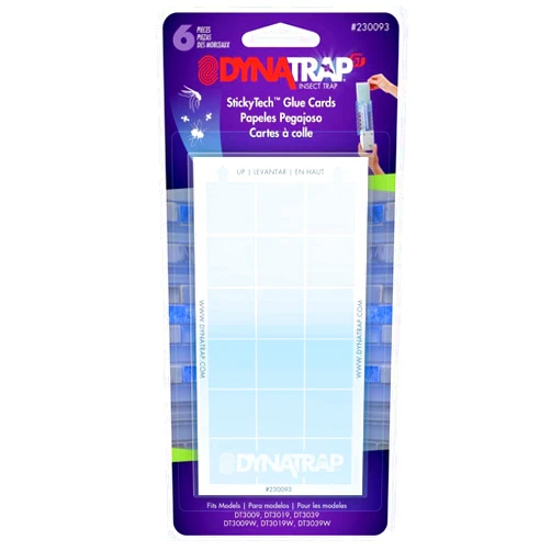 DynaTrap 230093 Replacement StickyTech Glue Cards for Flylight Indoor Plug-In Fly and Flying Insects Trap for Indoor DynaTrap Models DT3009 and DT3019 - 6 Pack