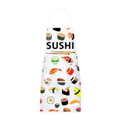FUSTMW Sushi Apron for Men Women Sushi Chef Apron Sushi Gifts for Sushi Lovers Kitchen Cooking Making Apron with Pockets