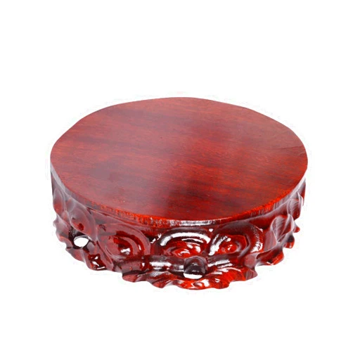 Generic Flower Pot Stand Round Wooden Vase Base Solid Wood Ornaments Can Be Grooved Base Jade Stone Carving Crafts Flower Pot Fish Tank Buddha Statue Base Decoration Plant Stool