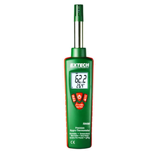 EXTECH RH490 - Precision HYGRO-Thermometer with GPP (Grains per Pound) , Green